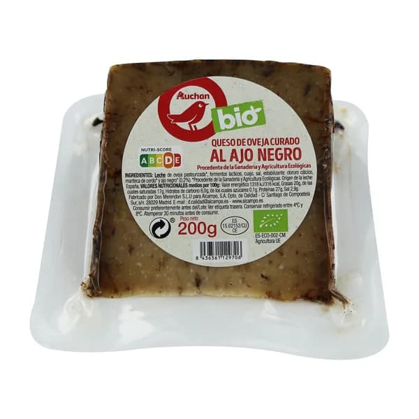 ALCAMPO ECOLÓGICO Queso de oveja curado al ajo negro ALCAMPO ECOLÓGICO 200 g. - 0.2 kg - Imagen del producto en Findit