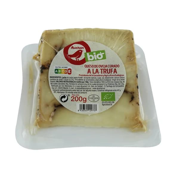 ALCAMPO ECOLÓGICO Queso de oveja curado con trufa ALCAMPO ECOLÓGICO 200 g. - 0.2 kg - Imagen del producto en Findit