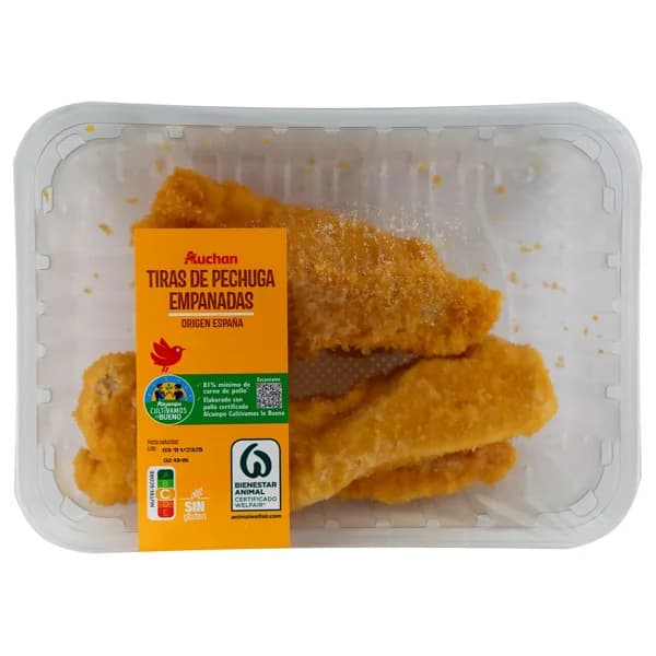 ALCAMPO CULTIVAMOS LO BUENO Bandeja con tiras empanadas de pechuga de pollo  400 g. - 0.4 kg - Imagen del producto en Findit