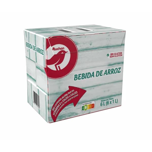 AUCHAN Bebida de arroz con alto contenido de calcio y vitamina D 6 x 1 l. Producto Alcampo - 6 l - Imagen del producto en Findit