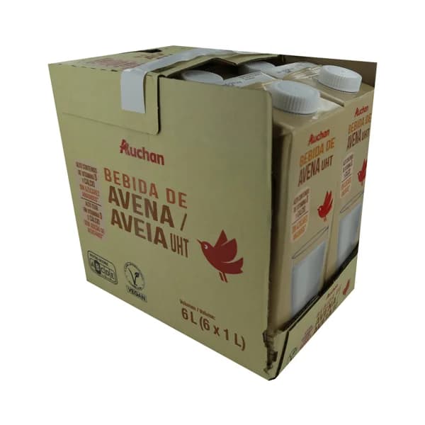 AUCHAN Bebida de avena con alto contenido de calcio y vitamina D 6 x 1 l. Producto Alcampo - 6 l - Imagen del producto en Findit