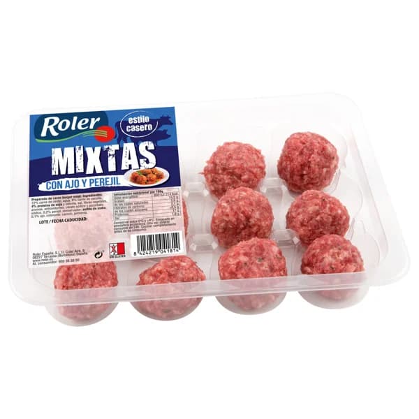 Albóndigas mixtas estilo casero (cerdo - vacuno) con ajo y perejil ROLER 12 uds. - 0.4 kg - Imagen del producto en Findit