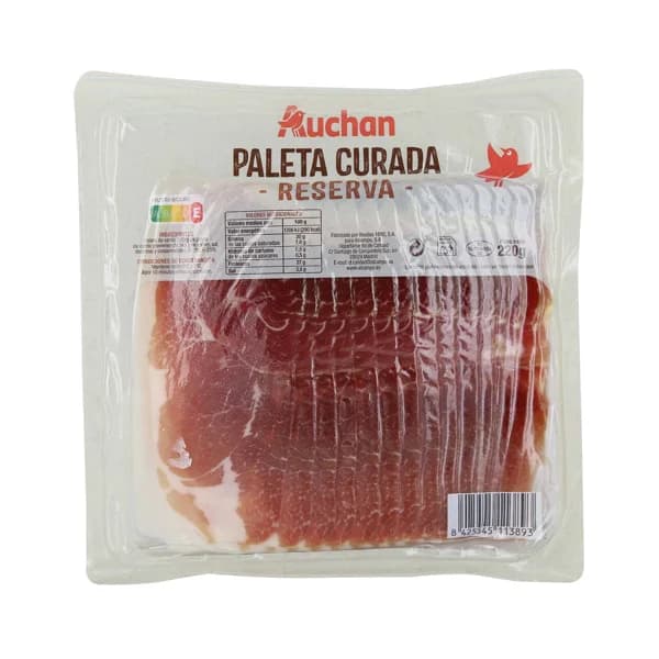 AUCHAN Paleta curada reserva, cortada en finas lonchas 220 g. Producto Alcampo - 0.22 kg - Imagen del producto en Findit