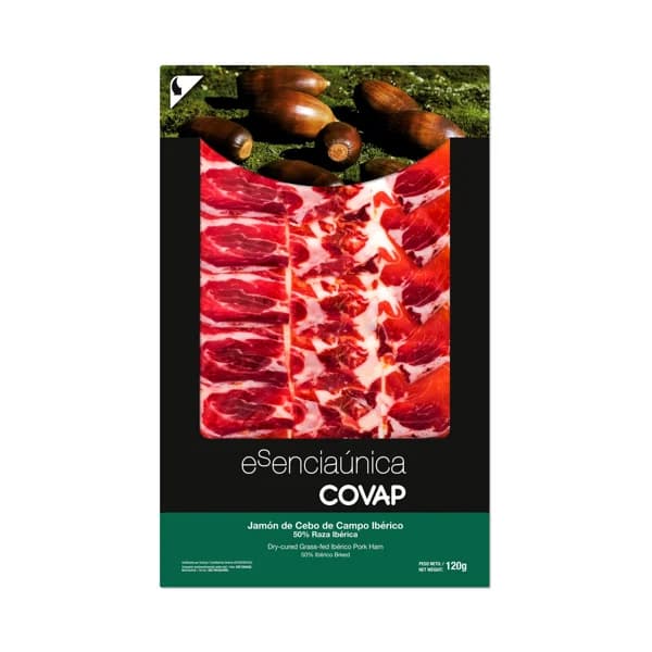 COVAP Jamón de cebo de campo ibérico (50% raza iberica), cortado en finas lonchas COVAP Esenciaúnica 120 g. - 0.12 kg - Imagen del producto en Findit
