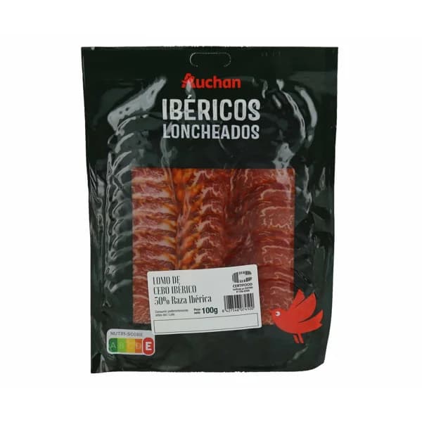 AUCHAN Lomo de cebo ibérico (50% raza ibérica), cortado en lonchas 100 g. Producto Alcampo - 0.1 kg - Imagen del producto en Findit