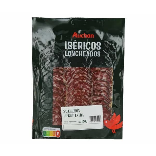 AUCHAN Salchichón ibérico de categoria extra, cortado en lonchas 100 g. Producto Alcampo - 0.1 kg - Imagen del producto en Findit