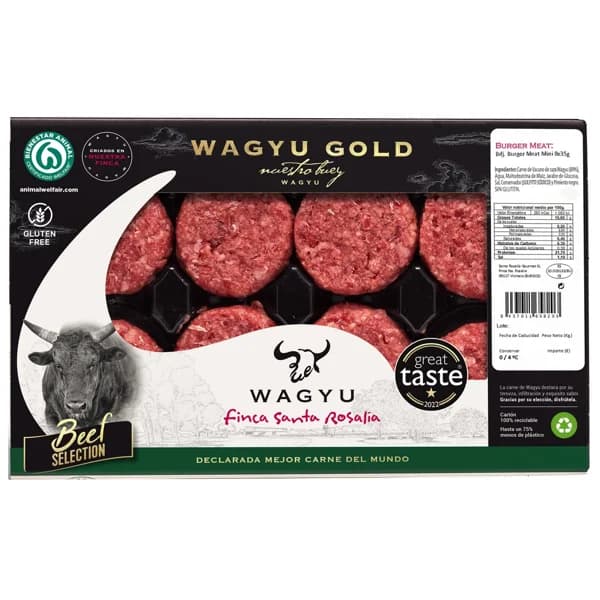 SANTA ROSALIA Wagyu gold Mini burger meat de vacuno raza Wagyu 8 x 35 g. - 0.27 kg - Imagen del producto en Findit