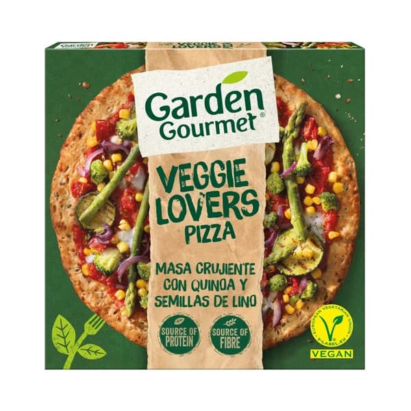 GARDEN GOURMET Veggie lovers Pizza de masa crujiente con quinoa y semillas de lino 380 g. - 0.43 kg - Imagen del producto en Findit