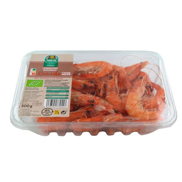 ALCAMPO CULTIVAMOS LO BUENO ECOLÓGICO Langostinos cocidos ecológicos 40/50. 500 g. - 0.5 kg - Imagen del producto en Findit