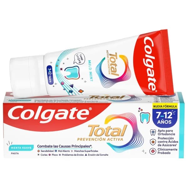 COLGATE Total prevención activa Pasta de dientes para niños de 7 a 12 años, con sabor a menta suave 50 ml. - 0.05 l - Imagen del producto en Findit