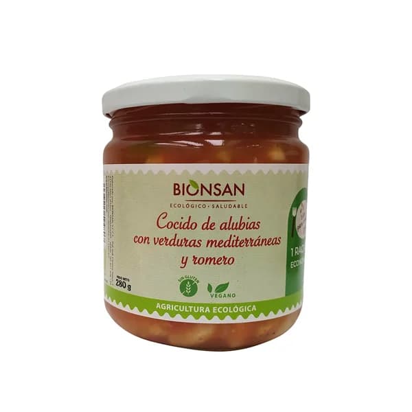 BIONSAN Cocido de alubias con verduras Mediterráneas y romero ecológico BIONSAN 280 g. - 0.28 kg - Imagen del producto en Findit