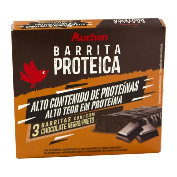 PRODUCTO ALCAMPO Barritas proteicas con chocolate negro 3 uds. x 40 g. - 0.12 kg - Imagen del producto en Findit