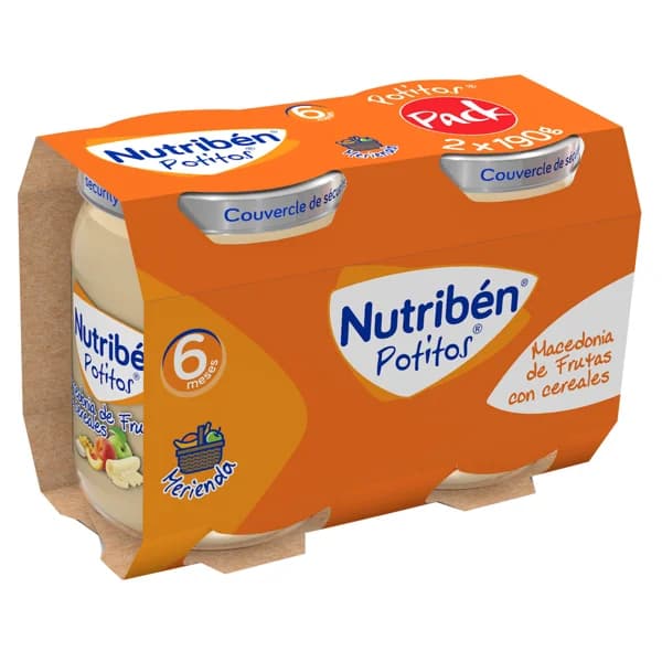 NUTRIBÉN Potitos® de macedonia de frutas con cereales, a partir de 6 meses NUTRIBÉN Merienda 2 x 190 g. - 3.8 l - Imagen del producto en Findit