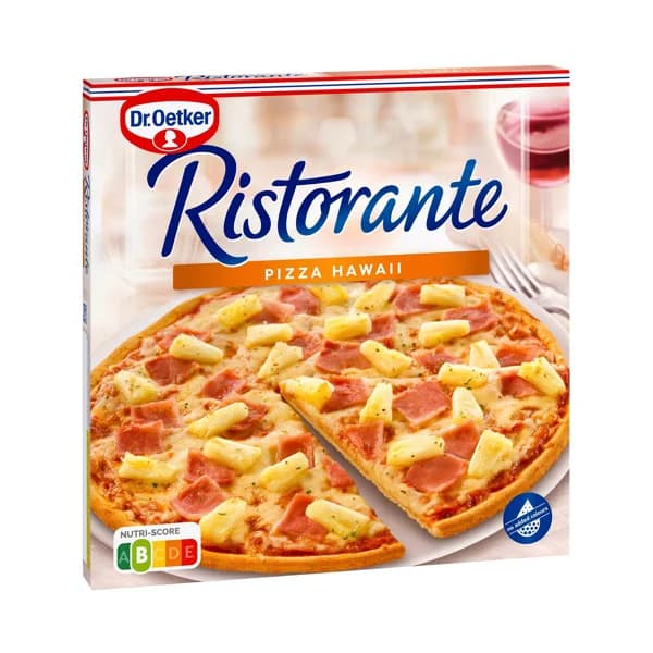 DR. OETKER Pizza de masa fina y crujiente cubierta con piña, jamón cocido y queso Ristorante 355 g. - 0.36 kg - Imagen del producto en Findit