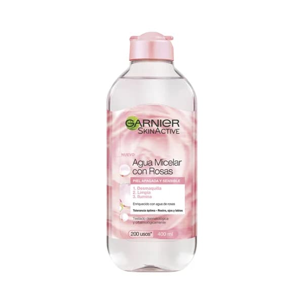 GARNIER Agua micelar con rosas, para piel apagada y sensible GARNIER Skin active 400 ml. - 0.4 l - Imagen del producto en Findit