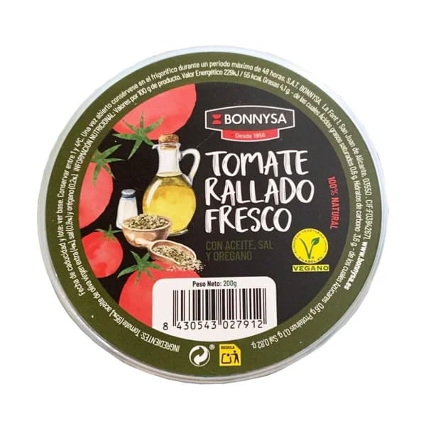 Tomate rallado con orégano BONNYSA Tarrina de 200g. - 0.2 kg - Imagen del producto en Findit