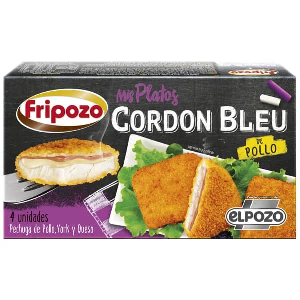 FRIDELA Pechuga de pollo rebozada y rellena de York y queso (Cordón Bleu) Mis platos de El Pozo 4 uds. - 0.36 kg - Imagen del producto en Findit