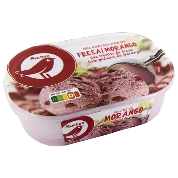 AUCHAN Tarrina de helado de fresa con trocitos de fresa 1 l Producto Alcampo. - 1 l - Imagen del producto en Findit