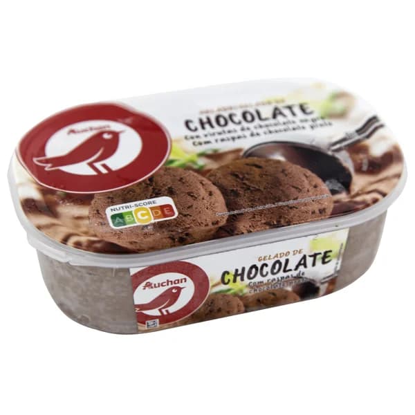 AUCHAN Tarrina de helado de chocolate con virutas de chocolate 1 l. Producto Alcampo - 1 l - Imagen del producto en Findit