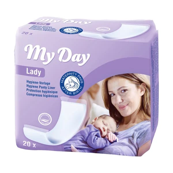 MY DAY Compresas post-parto, con núcleo absorbente de celulosa y completamente recubertas de tela no tejida MY DAY Lady 20 uds. - 1 ud - Imagen del producto en Findit
