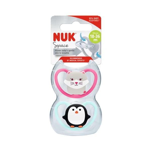 NUK Chupetes con tetina de silicona y forma anatómica, (18-36 meses) NUK Space 2 uds. - 1 ud - Imagen del producto en Findit