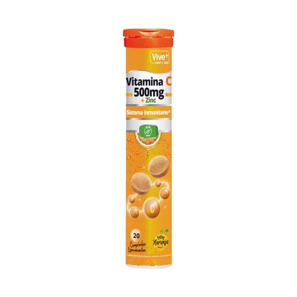 VIVE PLUS Complemento alimenticio, Vitamina C 500 mg + Zinc VIVE PLUS 20 uds. 90 g. - 1 ud - Imagen del producto en Findit