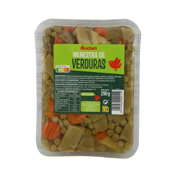 PRODUCTO ALCAMPO Menestra de verduras PRODUCTO ALCAMPO bandeja 290 g. - 0.29 kg - Imagen del producto en Findit