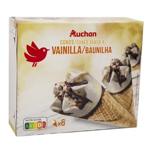 AUCHAN Cono de helado de vainilla 6 x 120 ml. Producto Alcampo - 0.72 l - Imagen del producto en Findit