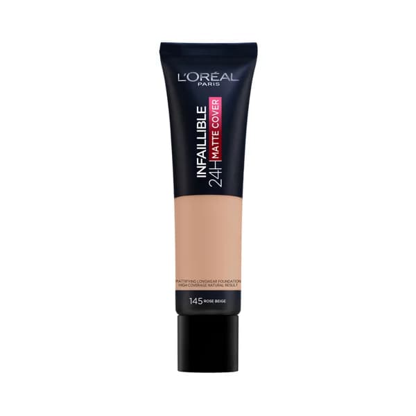 L'ORÉAL PARIS Infallible matte cover 24  tono 145 Rose beige  Base de maquillaje de textura fundente y acabado mate. - 1 ud - Imagen del producto en Findit