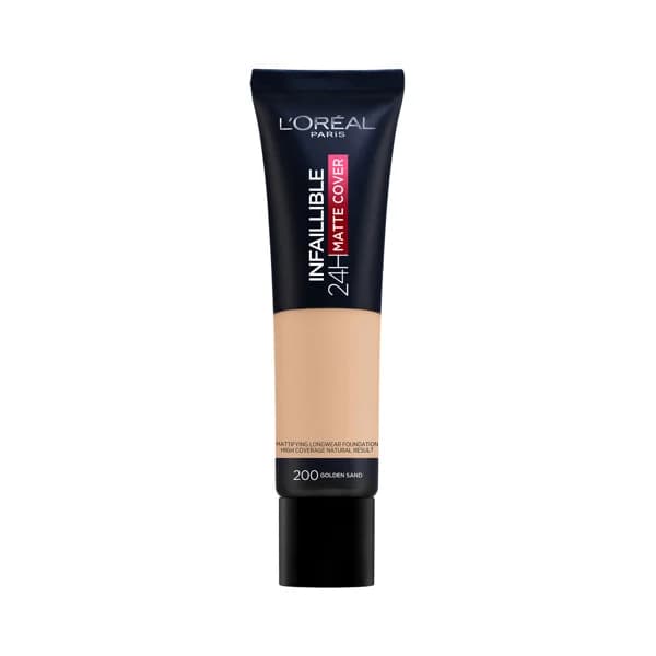 L'ORÉAL PARIS Infallible matte cover 24h  Tono 200 Golden sand   Base de maquillaje de textura fundente y acabado mate. - 1 ud - Imagen del producto en Findit
