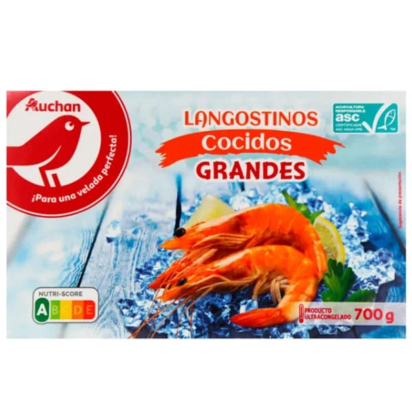 AUCHAN Langostinos grandes 21/28, cocidos y ultrancongelados 700 g (P.N). Producto Alcampo - 0.7 kg - Imagen del producto en Findit
