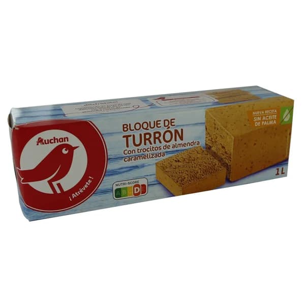 AUCHAN Bloque de helado de turrón con trocitos de almendra caramelizada 1 l. Producto Alcampo - 1 l - Imagen del producto en Findit