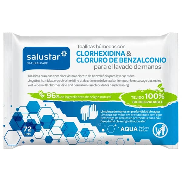 SALUSTAR Toallitas higienizantes para el lavado de manos sin agua SALUSTAR 72 uds. - 1 ud - Imagen del producto en Findit
