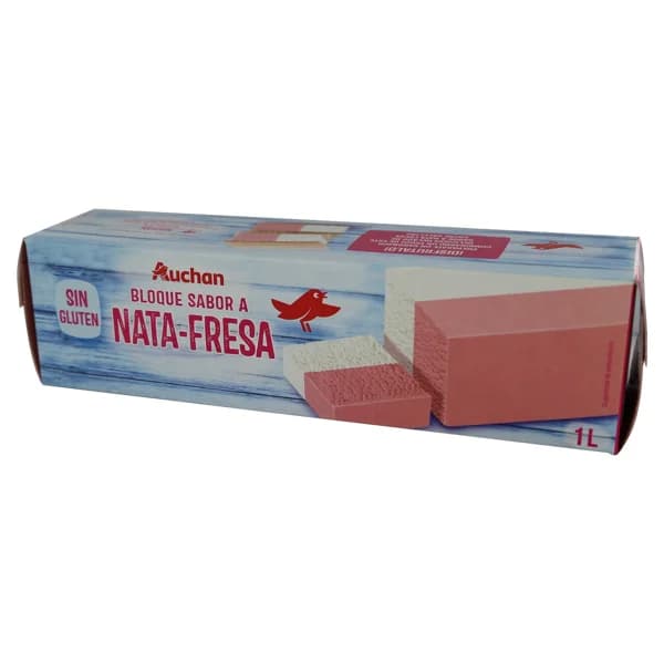 AUCHAN Bloque de helado con sabor a nata y fresa 1 l. Producto Alcampo - 1 l - Imagen del producto en Findit
