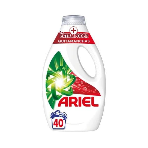 ARIEL Extra poder Dergente líquido con acción quitamanchas 40 lavados, 2 l. - 1 ud - Imagen del producto en Findit