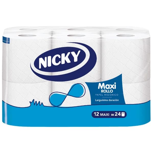 NICKY Maxi Papel higiénico de doble capa y larga duración 12 uds. - 1 ud - Imagen del producto en Findit