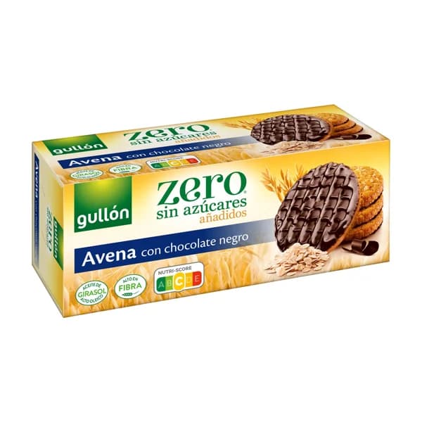 GULLÓN Zero Galletas de avena con chocolate negro, sin azúcares añadidos 275 g. - 0.28 kg - Imagen del producto en Findit