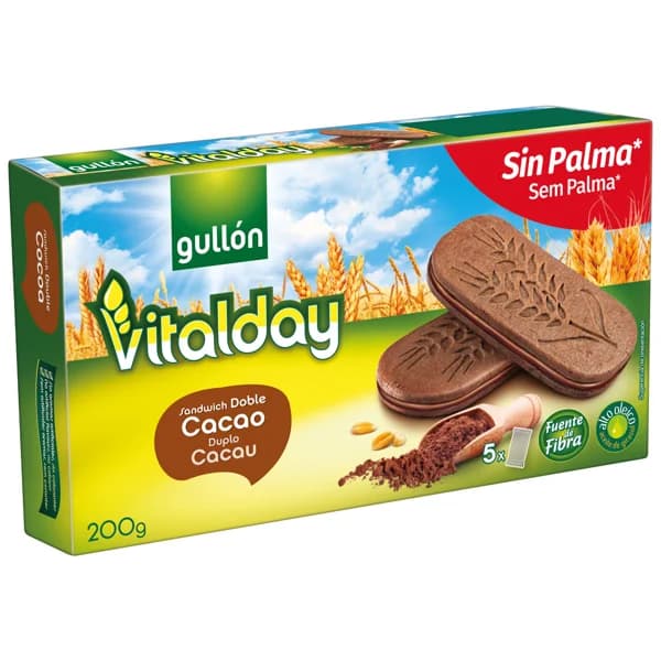 GULLÓN Vitalday Galletas con chocolate rellenas de crema de cacao 200 g. - 0.2 kg - Imagen del producto en Findit