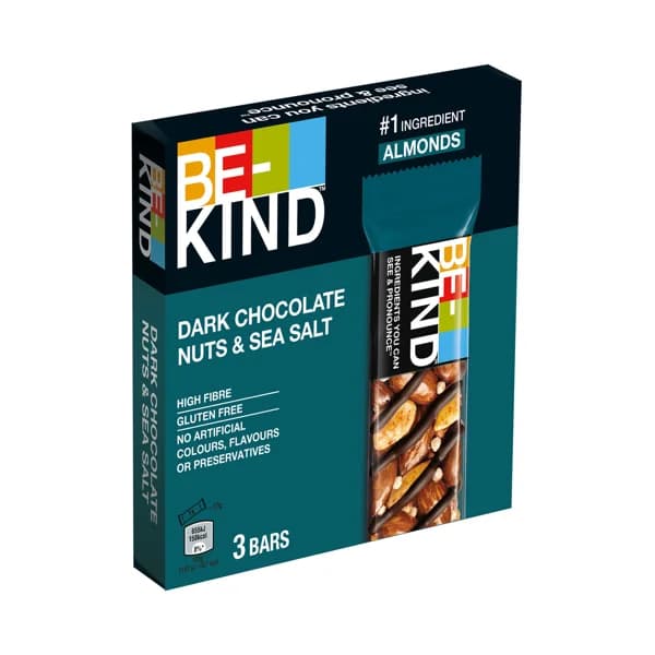BE-KIND Barritas de nueces con chocolate negro y sal marina BE-KIND 3 uds. x 30 g. - 0.09 kg - Imagen del producto en Findit