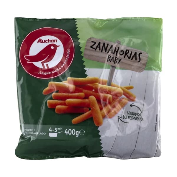 AUCHAN Zanahorias baby enteras y limpias 400 g. Producto Alcampo - 0.4 kg - Imagen del producto en Findit
