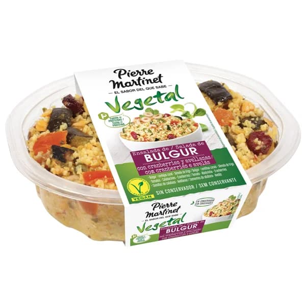 PIERRE MARTINET Ensalada de Bulgur, lentejas, sémola de trigo, tomate, calabacín, arándanos, avellanas y semillas de calabaza PIERRE MARTINET Vegetal 200 g. - 0.2 kg - Imagen del producto en Findit