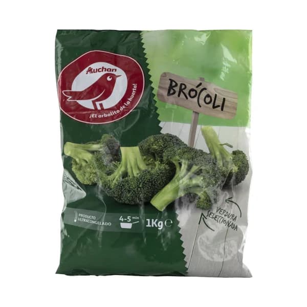 AUCHAN Brócoli seleccionado y ultracongelado 1 Kg. Producto Alcampo - 1 kg - Imagen del producto en Findit