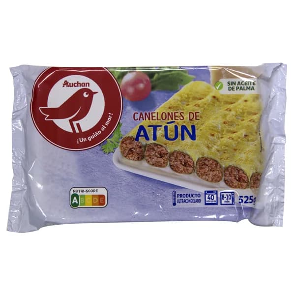 AUCHAN Canelones ultracongelados, rellenos de atún 525 g. Producto Alcampo - 0.53 kg - Imagen del producto en Findit