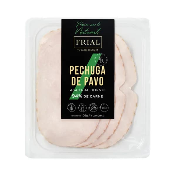 FRIAL Pehuga de pavo asada al horno y cortada en finas lonchas FRIAL 100 g. - 0.1 kg - Imagen del producto en Findit