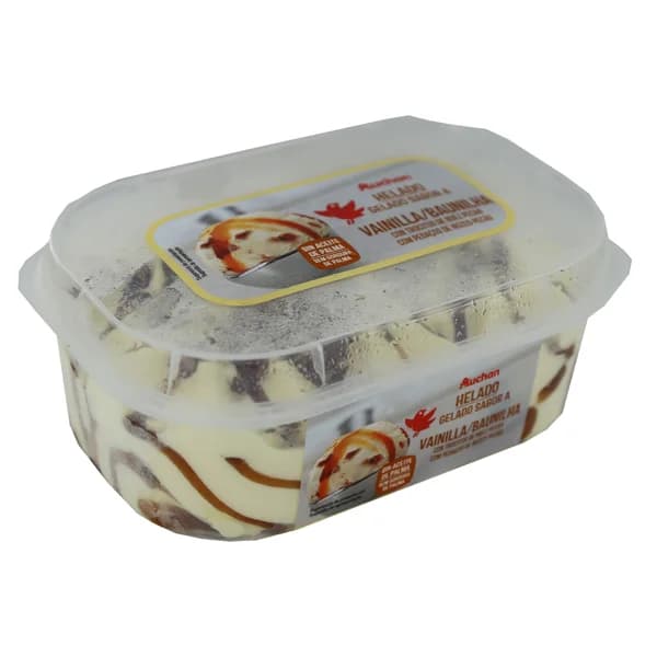 AUCHAN Tarrina de helado de vainilla con nueces de macadamia 900 ml. Producto Alcampo - 0.9 l - Imagen del producto en Findit