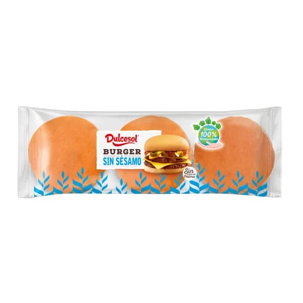 DULCESOL Pan burguer sin sésamo 6 uds. 300 g. - 0.33 kg - Imagen del producto en Findit