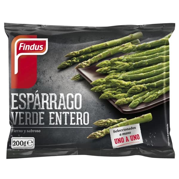 FINDUS Bolsa de espárragos verdes enteros FINDUS 200 g. - 0.2 kg - Imagen del producto en Findit