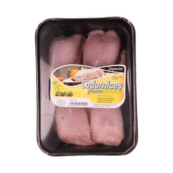 CODORNICES MORENO Bandeja de codornices frescas 4 uds. - 0.5 kg - Imagen del producto en Findit