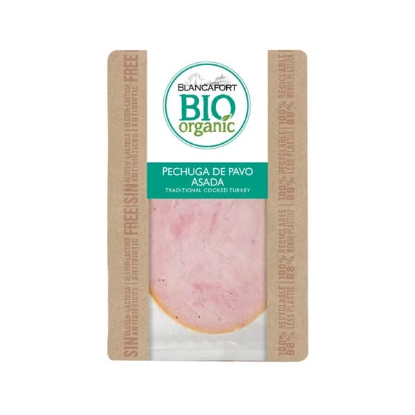 BLANCAFORT Pechuga de pavo asada ecológica en lonchas ecológica BLANCAFORT BIO ORGANIC 80 g. - 0.08 kg - Imagen del producto en Findit