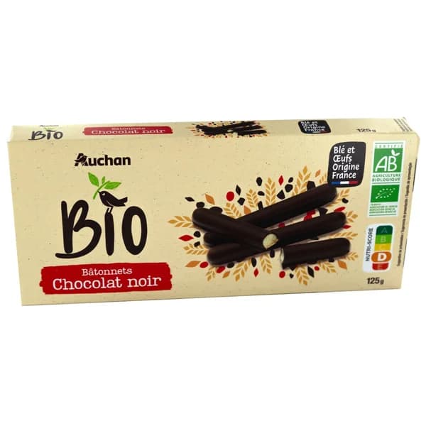 ALCAMPO ECOLÓGICO Galletas con chocolate negro ecológico y forma de palitos 125 g. - 0.13 kg - Imagen del producto en Findit